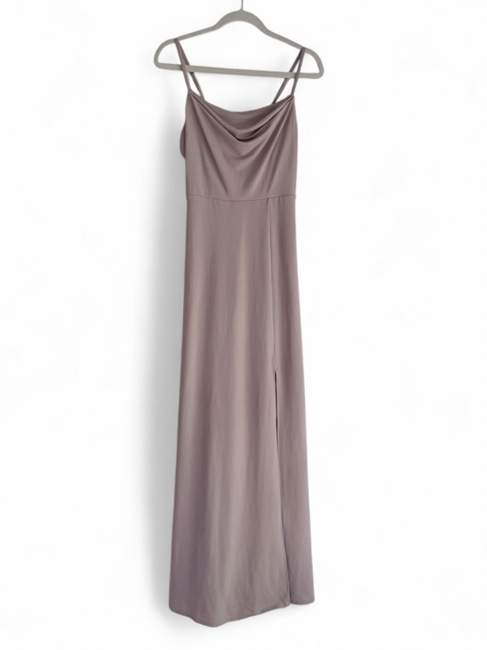 Birdy Grey Mira Taupe Sleeveless Drape Neck Evening Formal Maxi Dress Size M